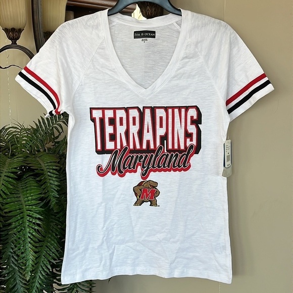 Brand New 5th & Ocean University of Maryland Terrapins Short Sleeved V-Neck Top - Picture 10 of 10